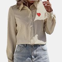 Women's Blouse Long Sleeve Blouses Embroidery Button Casual Elegant Simple Style Embroidery Polka Dots main image 4