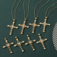 Ig Style Cross Copper Plating Inlay Zircon Pendant Necklace main image 1