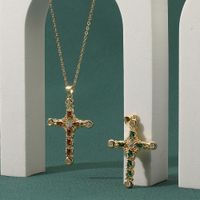 Ig Style Cross Copper Plating Inlay Zircon Pendant Necklace main image 2