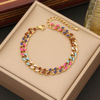 Stainless Steel 18K Gold Plated IG Style Simple Style Enamel Geometric Bracelets Necklace main image 2