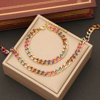 Stainless Steel 18K Gold Plated IG Style Simple Style Enamel Geometric Bracelets Necklace main image 1