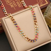 Stainless Steel 18K Gold Plated IG Style Simple Style Enamel Geometric Bracelets Necklace main image 3