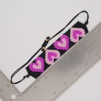 Simple Style Peach Heart Shape Flower Glass Braid Woven Belt Women's Bracelets sku image 24