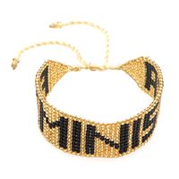 Simple Style Peach Heart Shape Flower Glass Braid Woven Belt Women's Bracelets sku image 3