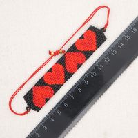 Simple Style Peach Heart Shape Flower Glass Braid Woven Belt Women's Bracelets sku image 28