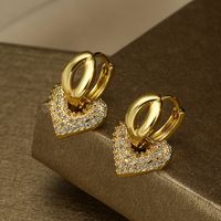 1 Pair Elegant Water Droplets Heart Shape Plating Inlay Copper Zircon 18k Gold Plated Drop Earrings main image 1