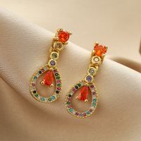 1 Pair Elegant Water Droplets Heart Shape Plating Inlay Copper Zircon 18k Gold Plated Drop Earrings sku image 2