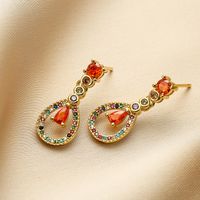 1 Pair Elegant Water Droplets Heart Shape Plating Inlay Copper Zircon 18k Gold Plated Drop Earrings main image 2