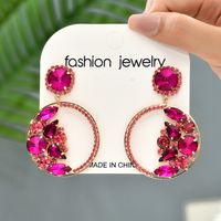1 Pair Elegant Glam Formal Round Inlay Copper Alloy Rhinestones Drop Earrings sku image 3