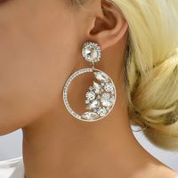 1 Pair Elegant Glam Formal Round Inlay Copper Alloy Rhinestones Drop Earrings main image 6