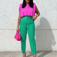 Femmes Du Quotidien Décontractée Couleur Unie Toute La Longueur Ceinture Pantalons Décontractés main image 6