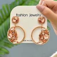 1 Pair Elegant Glam Formal Round Inlay Copper Alloy Rhinestones Drop Earrings sku image 1