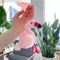 Cute Animal Flamingo Pp Cotton Women's Bag Pendant Keychain sku image 2