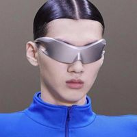 Exaggerated Punk Streetwear Color Block Pc Special-shaped Mirror Frameless Sports Sunglasses main image 1