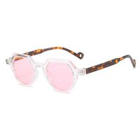 Retro Solid Color Leopard Ac Oval Frame Full Frame Women's Sunglasses sku image 8
