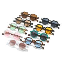 Retro Solid Color Leopard Ac Oval Frame Full Frame Women's Sunglasses main image 1