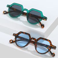 Retro Solid Color Leopard Ac Oval Frame Full Frame Women's Sunglasses main image 5