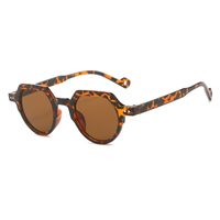 Retro Solid Color Leopard Ac Oval Frame Full Frame Women's Sunglasses sku image 5
