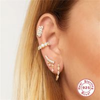 1 Piece Simple Style Solid Color Plating Sterling Silver Zircon Gold Plated Ear Studs main image 3