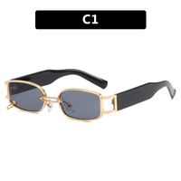 Hip-hop Streetwear Solid Color Ac Square Full Frame Men's Sunglasses sku image 1