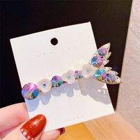 Sweet Fish Tail Artificial Gemstones Alloy Shell Diamond Hair Clip sku image 1