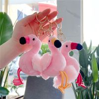 Cute Animal Flamingo Pp Cotton Women's Bag Pendant Keychain main image 2