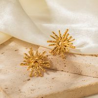 1 Pair Ig Style Simple Style Flower Plating Stainless Steel 18k Gold Plated Ear Studs main image 4