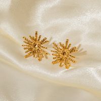 1 Pair Ig Style Simple Style Flower Plating Stainless Steel 18k Gold Plated Ear Studs main image 5