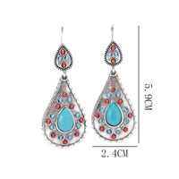 1 Pair Vintage Style Ethnic Style Water Droplets Inlay Metal Turquoise Silver Plated Drop Earrings main image 2