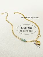 304 Stainless Steel Gold Plated Vintage Style Vacation Beaded Plating Heart Shape Natural Stone Beads main image 2