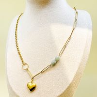 Edelstahl 304 Vergoldet Vintage-Stil Ferien Perlen Überzug Herzform Naturstein Perlen sku image 1
