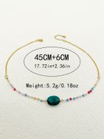 Retro Simple Style Oval 304 Stainless Steel Gold Plated Natural Stone Crystal Beads Necklace In Bulk main image 2
