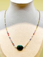 Retro Einfacher Stil Oval Edelstahl 304 Vergoldet Naturstein Kristall Perlen Halskette In Masse main image 1