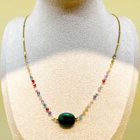 Retro Einfacher Stil Oval Edelstahl 304 Vergoldet Naturstein Kristall Perlen Halskette In Masse sku image 1