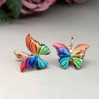 Vacation Butterfly Metal Enamel Plating Gold Plated Women's Earrings main image 8