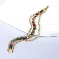 Elegant Simple Style Rectangle Copper Plating Inlay Zircon Gold Plated Bracelets sku image 5