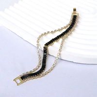 Elegant Simple Style Rectangle Copper Plating Inlay Zircon Gold Plated Bracelets sku image 1