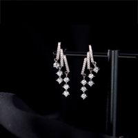 1 Pair Shiny Tassel Plating Inlay Alloy Rhinestones Drop Earrings main image 3