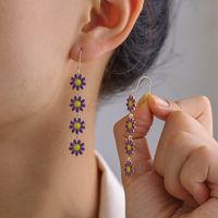 1 Pair Pastoral Flower Copper Drop Earrings sku image 6