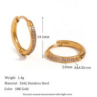 1 Pair Simple Style Round Solid Color Plating Inlay Stainless Steel Zircon 18k Gold Plated Hoop Earrings sku image 13