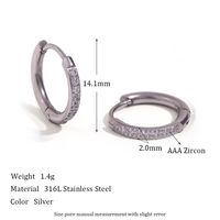 1 Pair Simple Style Round Solid Color Plating Inlay Stainless Steel Zircon 18k Gold Plated Hoop Earrings sku image 12