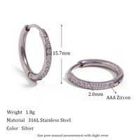 1 Pair Simple Style Round Solid Color Plating Inlay Stainless Steel Zircon 18k Gold Plated Hoop Earrings sku image 14