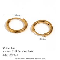 1 Pair Simple Style Round Solid Color Plating Inlay Stainless Steel Zircon 18k Gold Plated Hoop Earrings sku image 4
