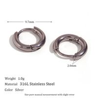 1 Pair Simple Style Round Solid Color Plating Inlay Stainless Steel Zircon 18k Gold Plated Hoop Earrings sku image 6