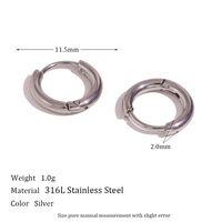 1 Pair Simple Style Round Solid Color Plating Inlay Stainless Steel Zircon 18k Gold Plated Hoop Earrings sku image 1