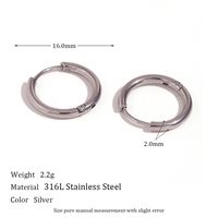 1 Pair Simple Style Round Solid Color Plating Inlay Stainless Steel Zircon 18k Gold Plated Hoop Earrings sku image 3