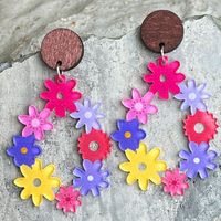 1 Pair Vacation Flower Arylic Drop Earrings sku image 1
