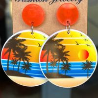 1 Pair Vacation Beach Letter Coconut Tree Arylic Drop Earrings main image 6