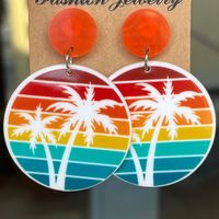 1 Pair Vacation Beach Letter Coconut Tree Arylic Drop Earrings sku image 4