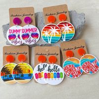 1 Pair Vacation Beach Letter Coconut Tree Arylic Drop Earrings main image 1